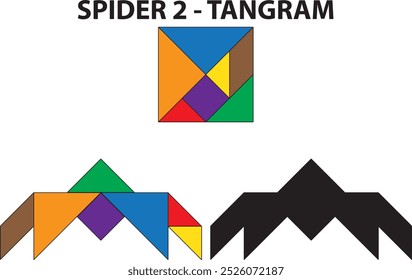 Spider ver 2 Tangram Puzzle. Education and Creativity.