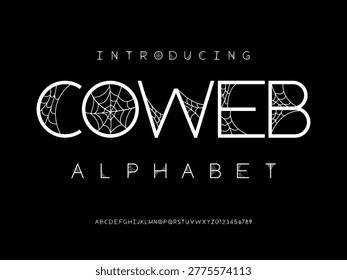 Spider web alphabet design with uppercase and numbers