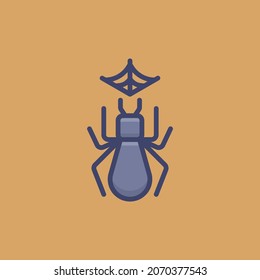 Spider Web Animal Attack Filled Outline Icon, Logo, and illustration Vector