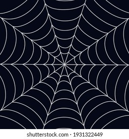 Spider web background for Halloween. Halloween dark symmetrical wallpaper. Outline vector illustration