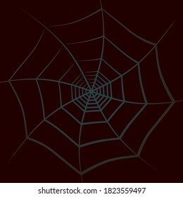 Spider Web Background with Highlights Halloween Holidays Advertisment Decoration Template - Turquoise on Dark Brown Backdrop - Vector Mixed Graphic Design