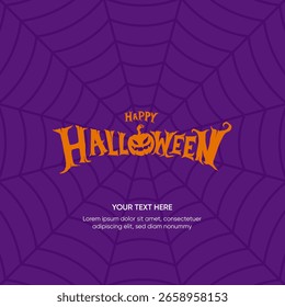 Spider web background in linear silhouette form. Line art for Halloween. Vector illustration.