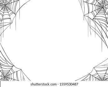 Spider web background sketch engraving vector illustration. T-shirt apparel print design. Scratch board style imitation. Black and white hand drawn image.