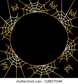 Spider and web. Background. Vector illustration.  Hand drawn