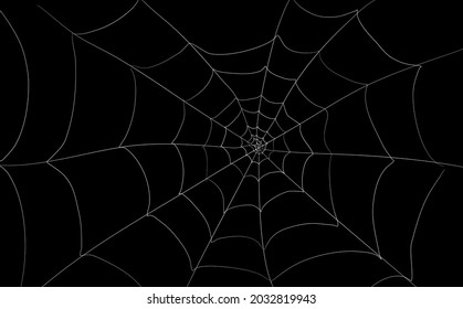 Spider web banner. Scary spiderweb illustration. Halloween template decoration for banners and photos. 