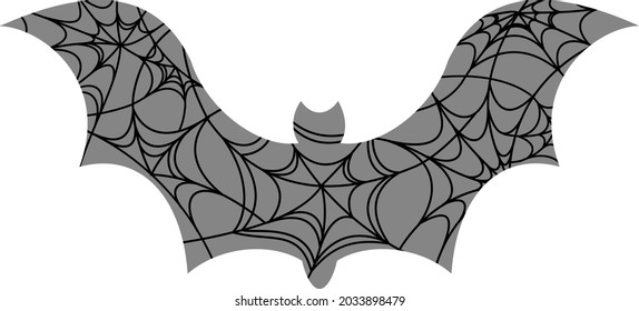 Spider web in bat shape. Icon design. Halloween concept.