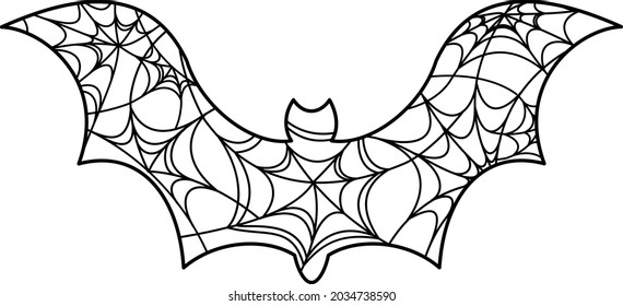 Spider web in bat shape. Icon design. Halloween concept.