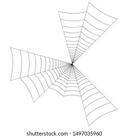 Spider web black silhouette on white background