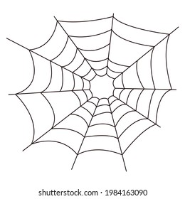 La telaraña. Icono blanco y negro para el diseño aislado en fondo blanco. Elemento simple vector Halloween.