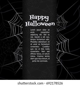 Spider web. Black and white vector bacground for halloween