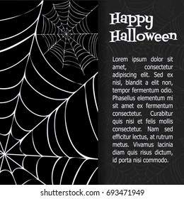 Spider web. Black and white vector bacground for halloween