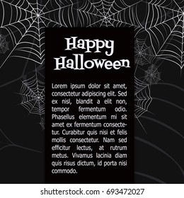 Spider web. Black and white vector bacground for halloween