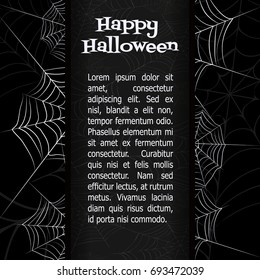 Spider web. Black and white vector bacground for halloween