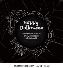Spider web. Black and white vector bacground for halloween