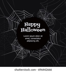 Spider web. Black and white vector bacground for halloween