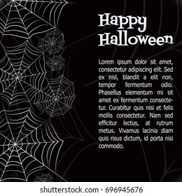 Spider web. Black and white vector bacground for halloween