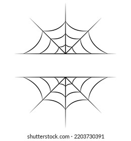 Spider web border or frame with space for text. Halloween decoration template. Spider web banner. Vector illustration.