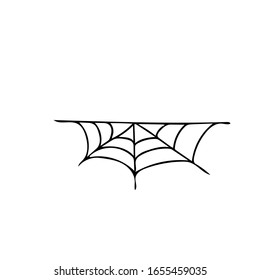 spider web border hand drawn in doodle style. Scandinavian simple liner Element for design icon, logo, postcard, poster. halloween decor