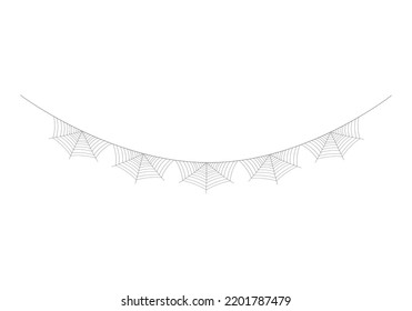 Spider web bunting. Halloween spiderweb vector illustration. Cobweb festive garland.