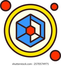 Spider Web Button Filled Style Icon Design
