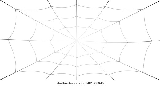 Spider web cartoon. Black cobweb element, isolated white background. Spiderweb silhouette graphic design. Symbol of Halloween, network, trap and danger, scary, arachnid. Tattoo Vector illustration