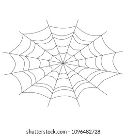Spider Web cartoon. Colorless outlined illustration with thin line black stroke