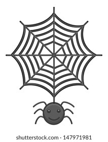 Spider and Web Cartoon Vector