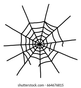 spider web / cartoon vector and illustration, black and white, hand drawn, sketch style, isolated on white background.