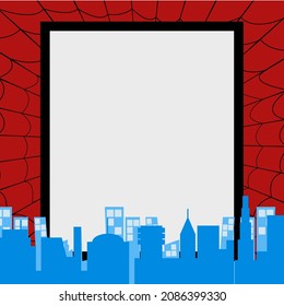  spider web with cityscape silhouette suitable for photo frame background