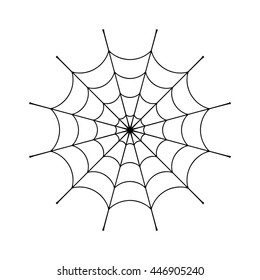 Spider Web Clip. Black Cobweb Element, Isolated On White Background. Spiderweb Silhouette Graphic. Symbol Of Halloween, Network, Trap And Danger, Scary, Arachnid. Design Tattoo. Vector Illustration
