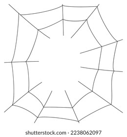 Spider web or cobweb. Black linear silhouette on white background.