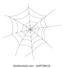 Spider web, Cobweb drawing. Hand drawn. Vector stock illustration isolated on white background for Halloween design. Spider web element,spooky, scary, horror halloween decor. Silhouette.