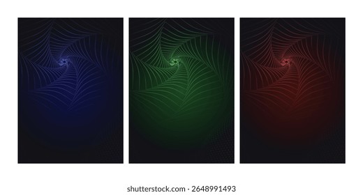 Spider web Cobweb on blue green red background.Spider Web On Dark Background Halloween Design Elements Spooky