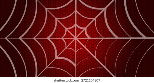 Web de la araña. Telaraña sobre fondo rojo. Ilustración vectorial