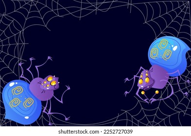 Spider web cobweb spiderweb banner poster frame background concept. Vector cartoon graphic design element illustration