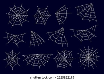 Spider web cobweb spiderweb isolated set abstract concept. Vector graphic design illustration element