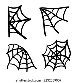 Spider web cobweb vector icon doodle.