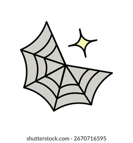 Icono de línea de color de Web de araña con Vector de fondo blanco