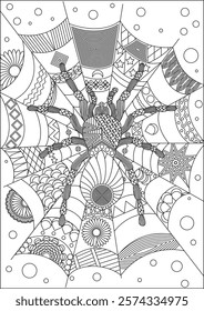 Spider Web Coloring Page Print Spider Web Outline Sketch Vector