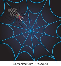 Spider and spider web concept of data hacking on digital social for entrap password and user data, like computer bug and virus or worm.