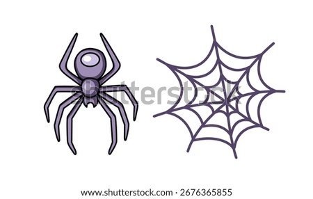 Spider web, corner cobweb halloween decorative element. Cartoon comic vector isolated illustration.