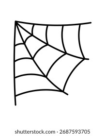 Spider Web for Corner Frame Element Decoration for Halloween Vector Illustration Isolated on Transparent Background