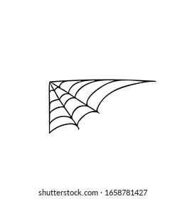 spider web corner hand drawn in doodle style. Scandinavian simple liner Element for design icon, logo, postcard, poster. halloween decor