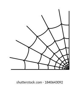 Spider web corner icon. Halloween decoration with cobweb. Simple spiderweb flat vector illustration. Horror, fear and creepy cartoon art concept. Net outline sketch for frame on white background.