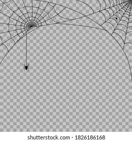 Spider Web Corner Illustration für Vorlage. Halloween-Dekoration mit realistischem Cobweb. Einfache spiderweb flache Vektorgrafik. Horror, Angst und gruseliges Cartoon-Kunstkonzept. Netzskizze