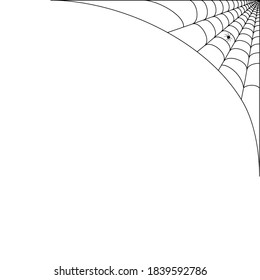 Spider web corner illustration for template. Halloween decoration with realistic cobweb. Simple spiderweb flat vector illustration. Horror, fear and creepy cartoon art concept. Net outline sketch.