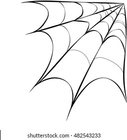 Spider Web In Corner. Vector Illustration Isolated On White Background. Sketch