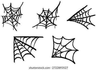 Juego de Vector de dibujo de tiza de crayón de Web de araña