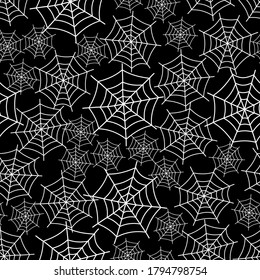 Spider web dark seamless  pattern. Vector illustration.