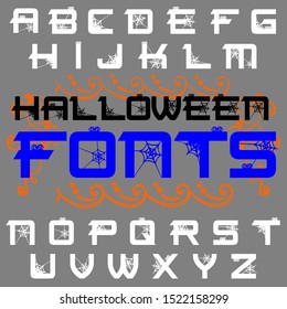 Spider web decorated halloween typeface vector fonts named Scary Halloween